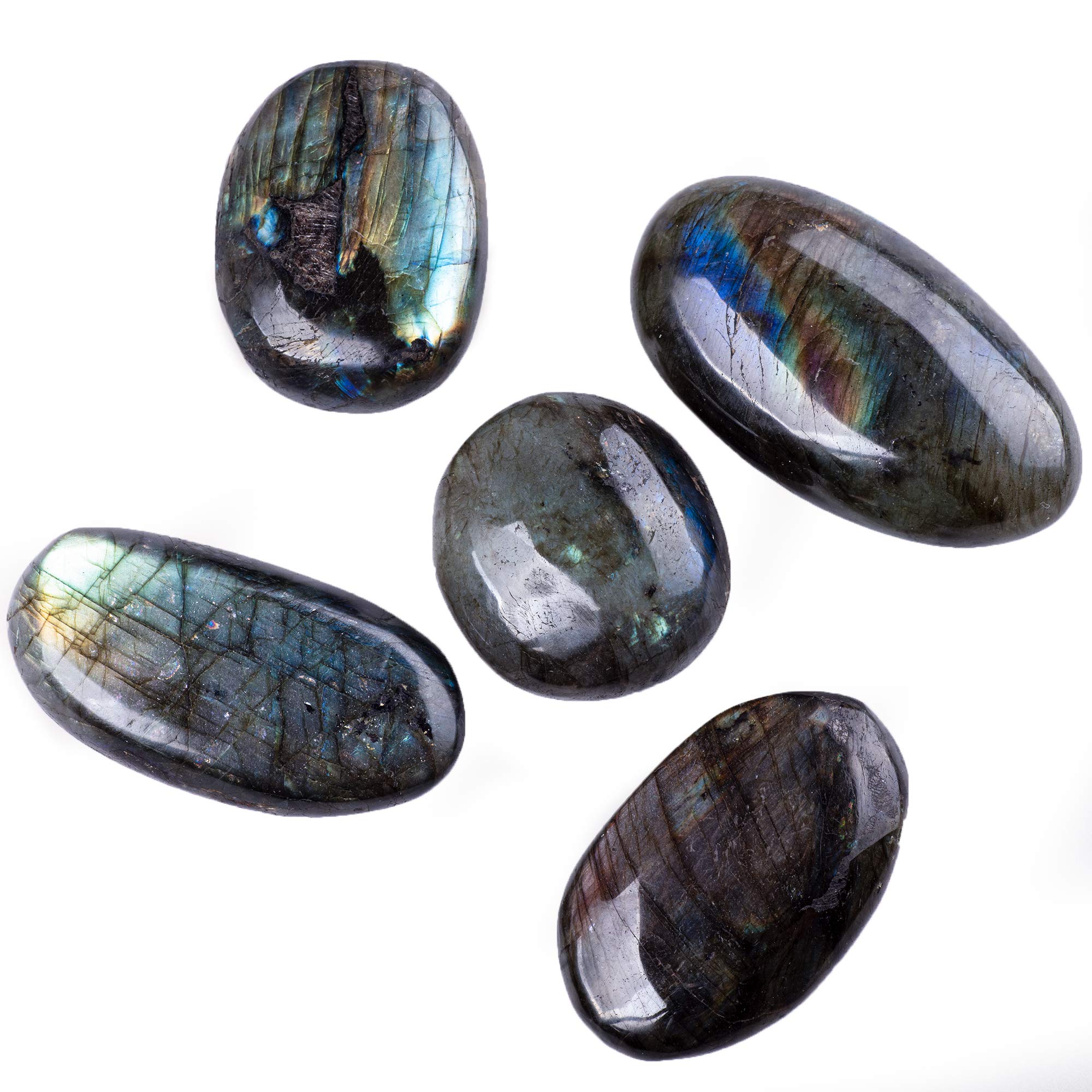 UU UNIHOM Labradorite palm stone color varieties for personal symbolism.