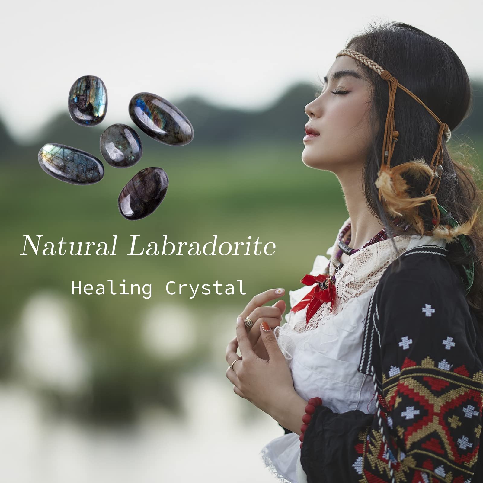 UU UNIHOM Labradorite palm stone natural patterns spark conversation.