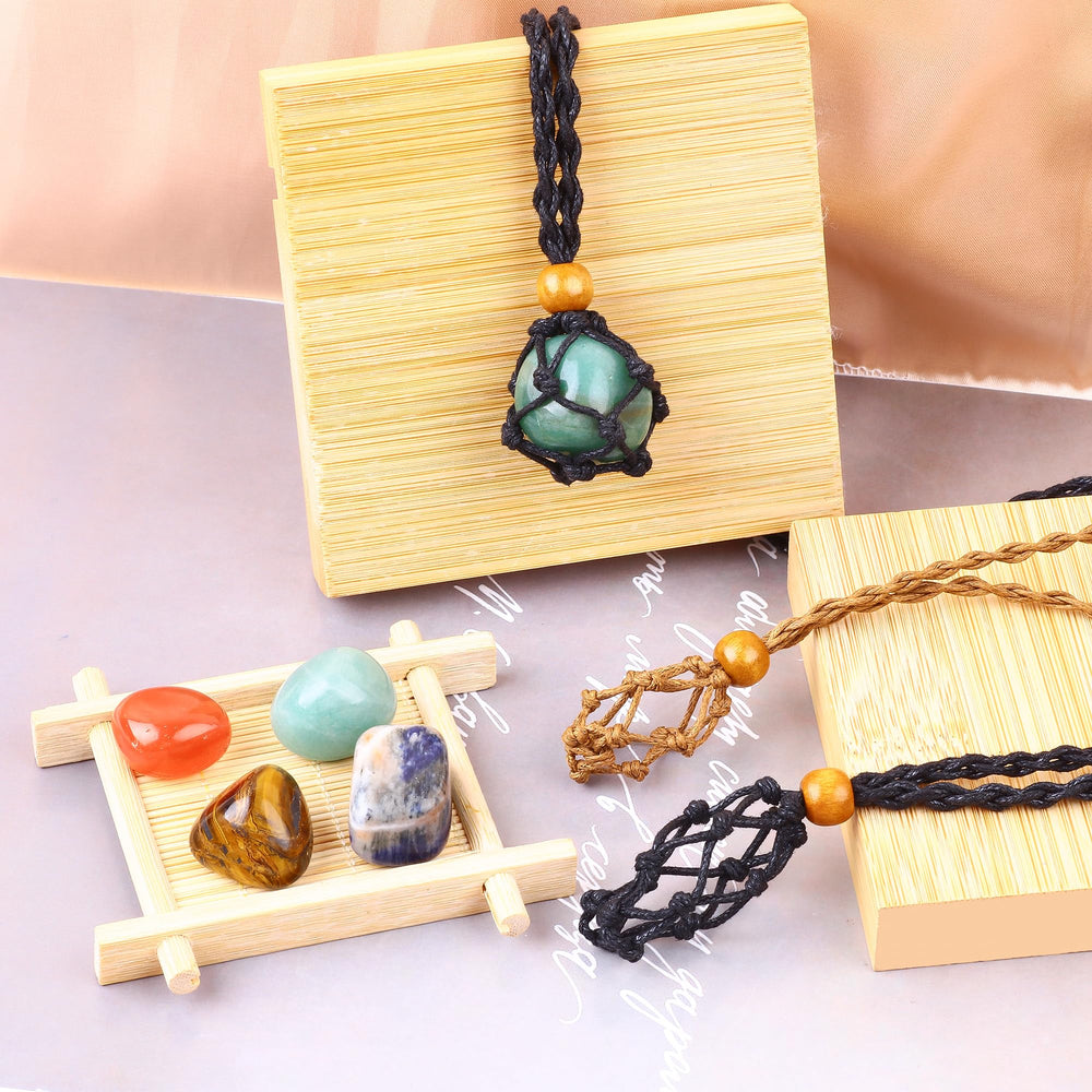 UU UNIHOM pendant necklace shown during meditation for focus and relaxation