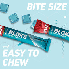 CLIF BLOKS Tropical Punch chews in use during running or cycling