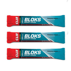 UUX CLIF BLOKS Tropical Punch packaging displayed for workouts