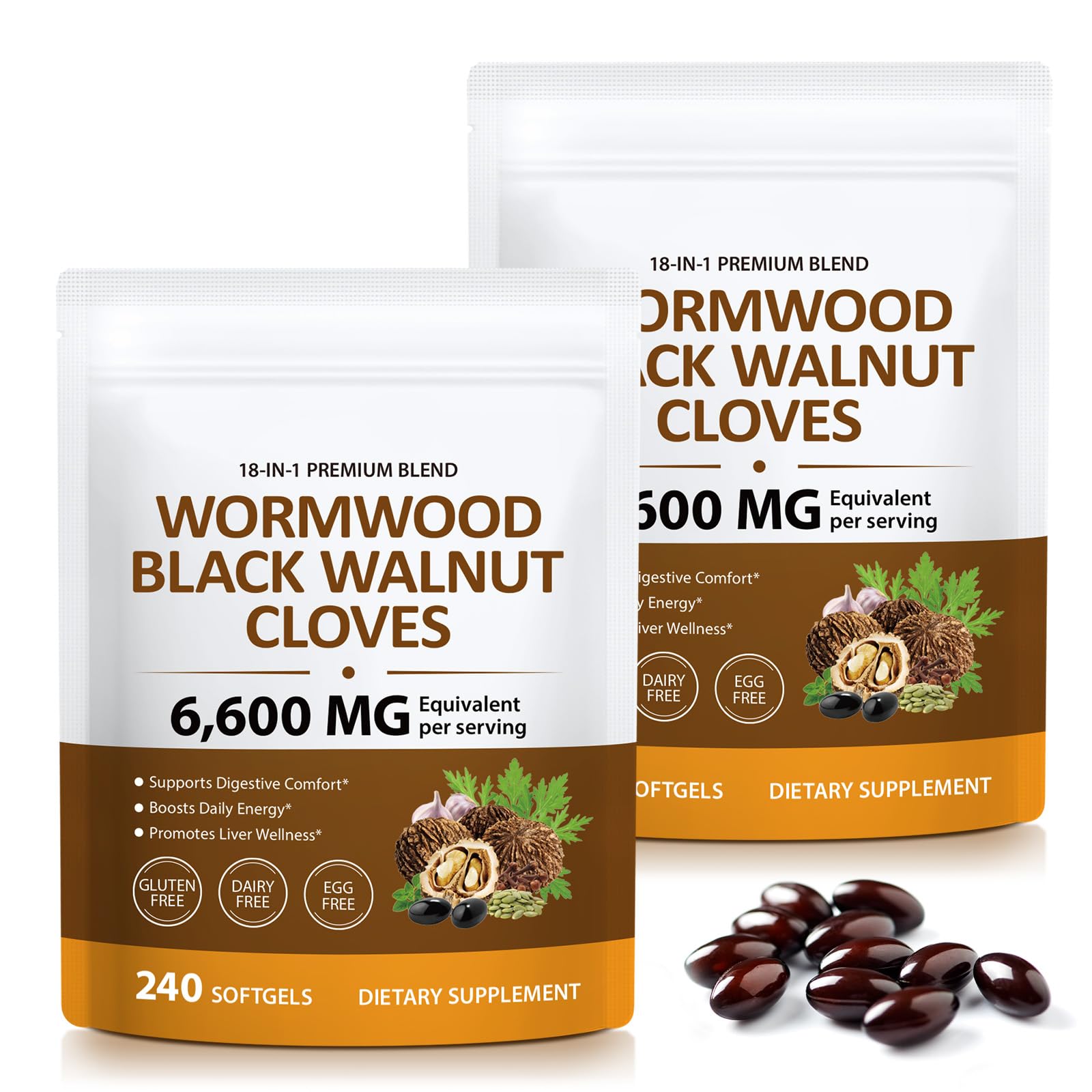 UXENPHXF 18-in-1 wormwood softgels bottle supports daily digestive comfort.