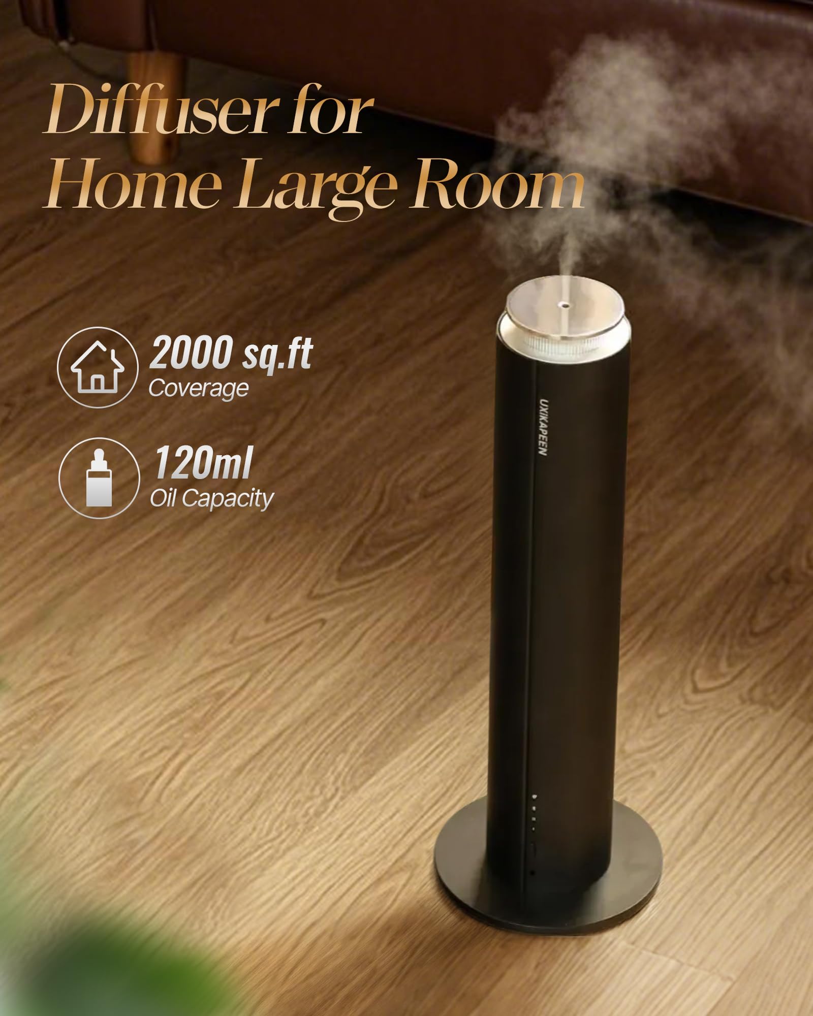 UXIKAPEEN cordless diffuser operates on battery for clutter-free spaces.
