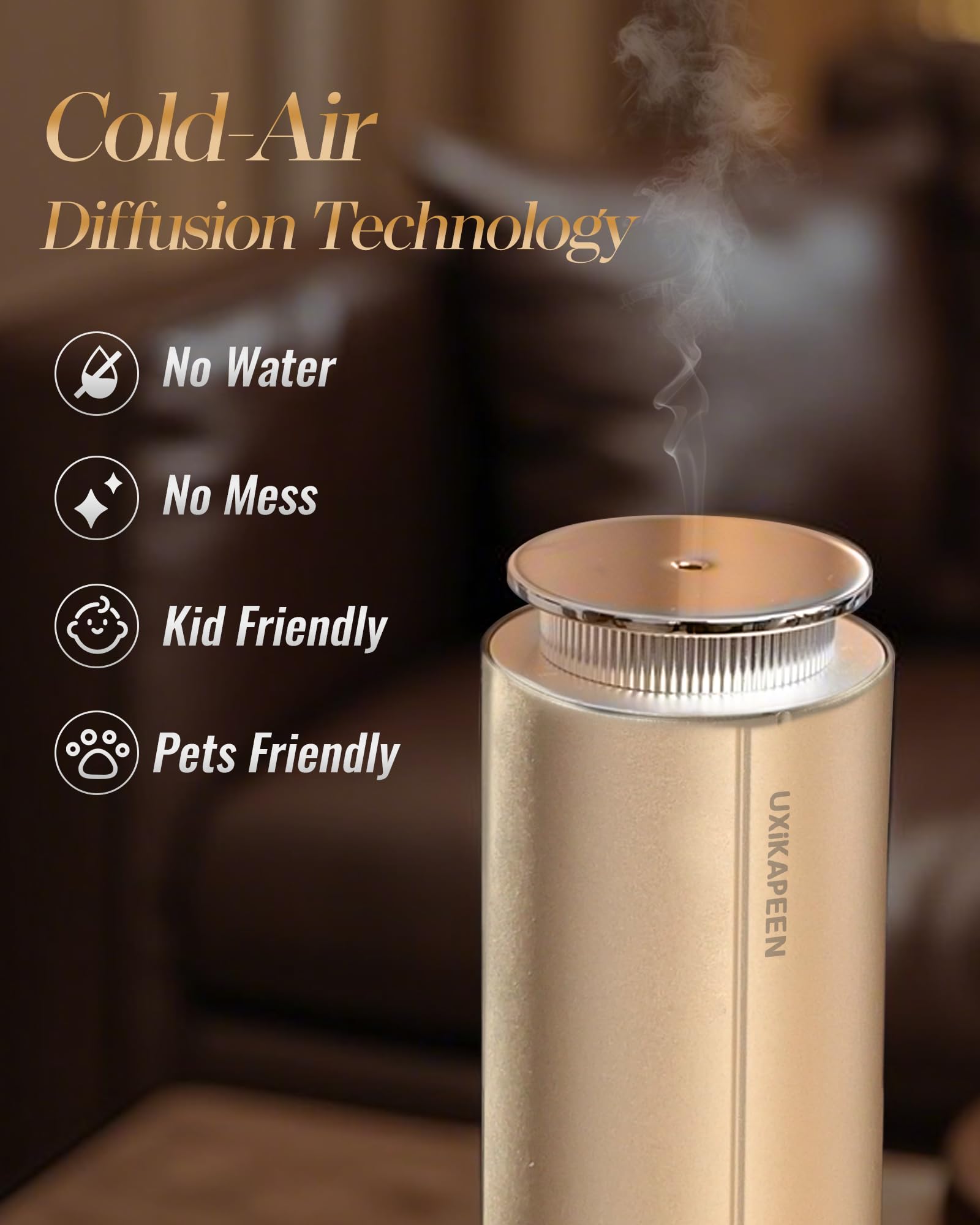 UXIKAPEEN cordless diffuser demonstrates battery powered convenience