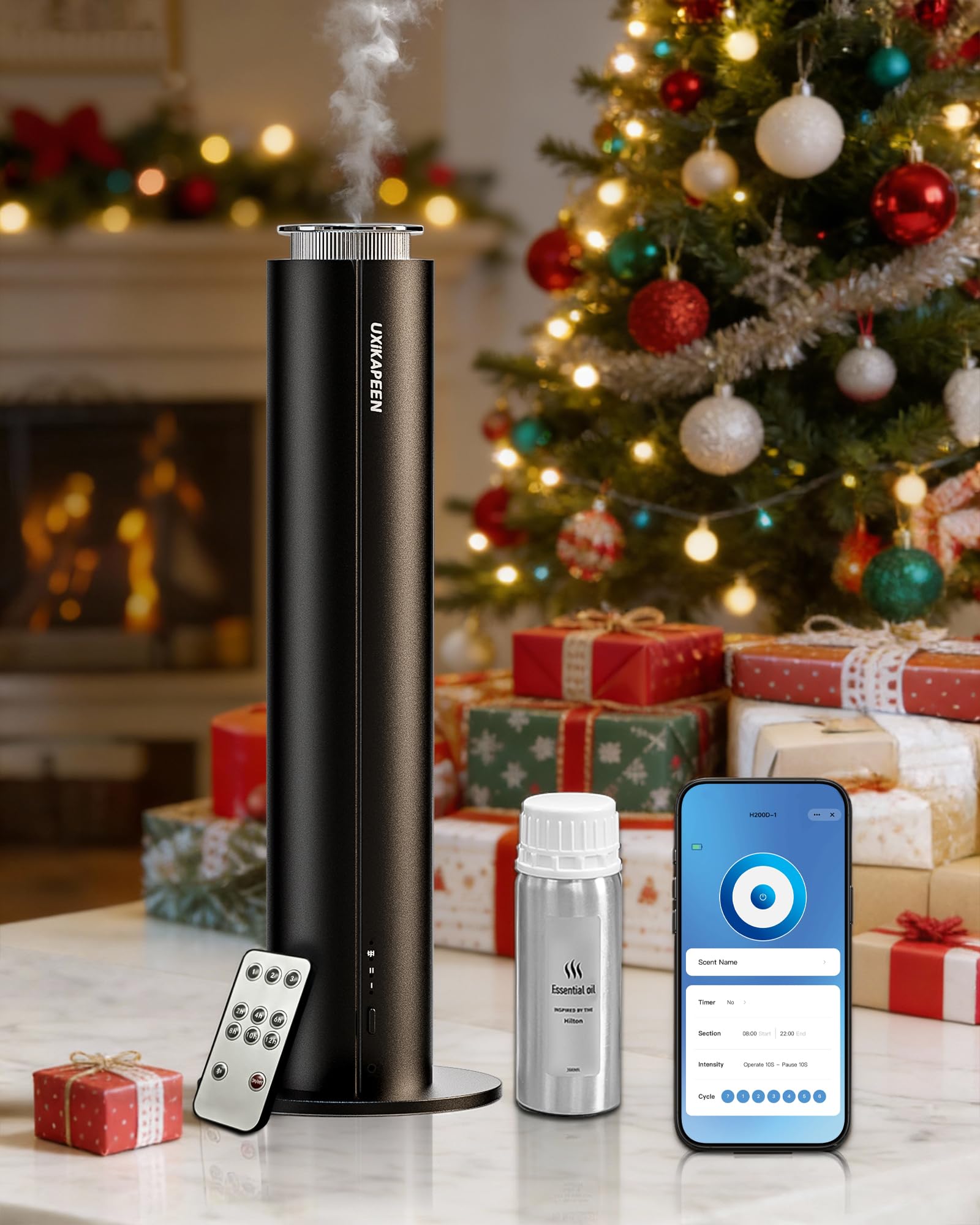 UXIKAPEEN waterless diffuser with 120ml capacity releases aroma with minimal cleanup.