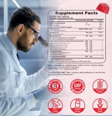 UXOEJIK Gummies label highlights vegan non-GMO formula for mindful living.