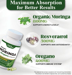 UXOEJIK Moringa capsules on bright backdrop for daily wellness.