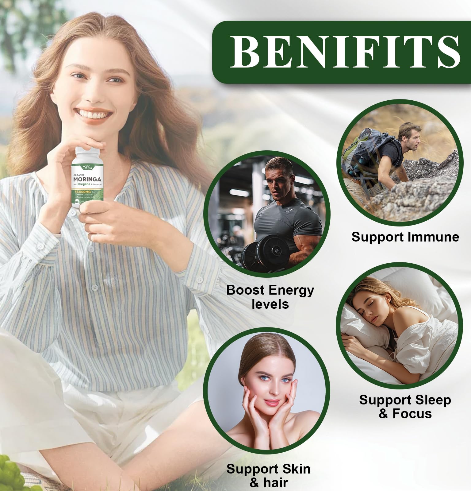UXOEJIK Organic Moringa packaging with USDA Organic badge.