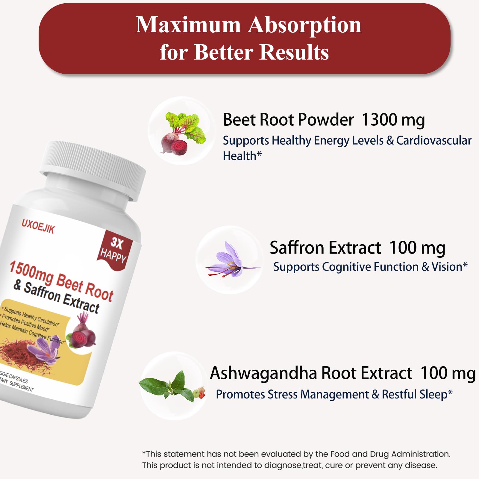 UXOEJIK saffron capsules closeup show vegan mood and energy support
