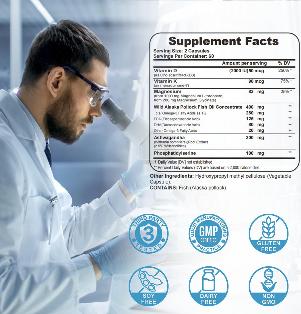 UXOEJIK Vitamin D and K2 icons highlighting absorption and brain health support.