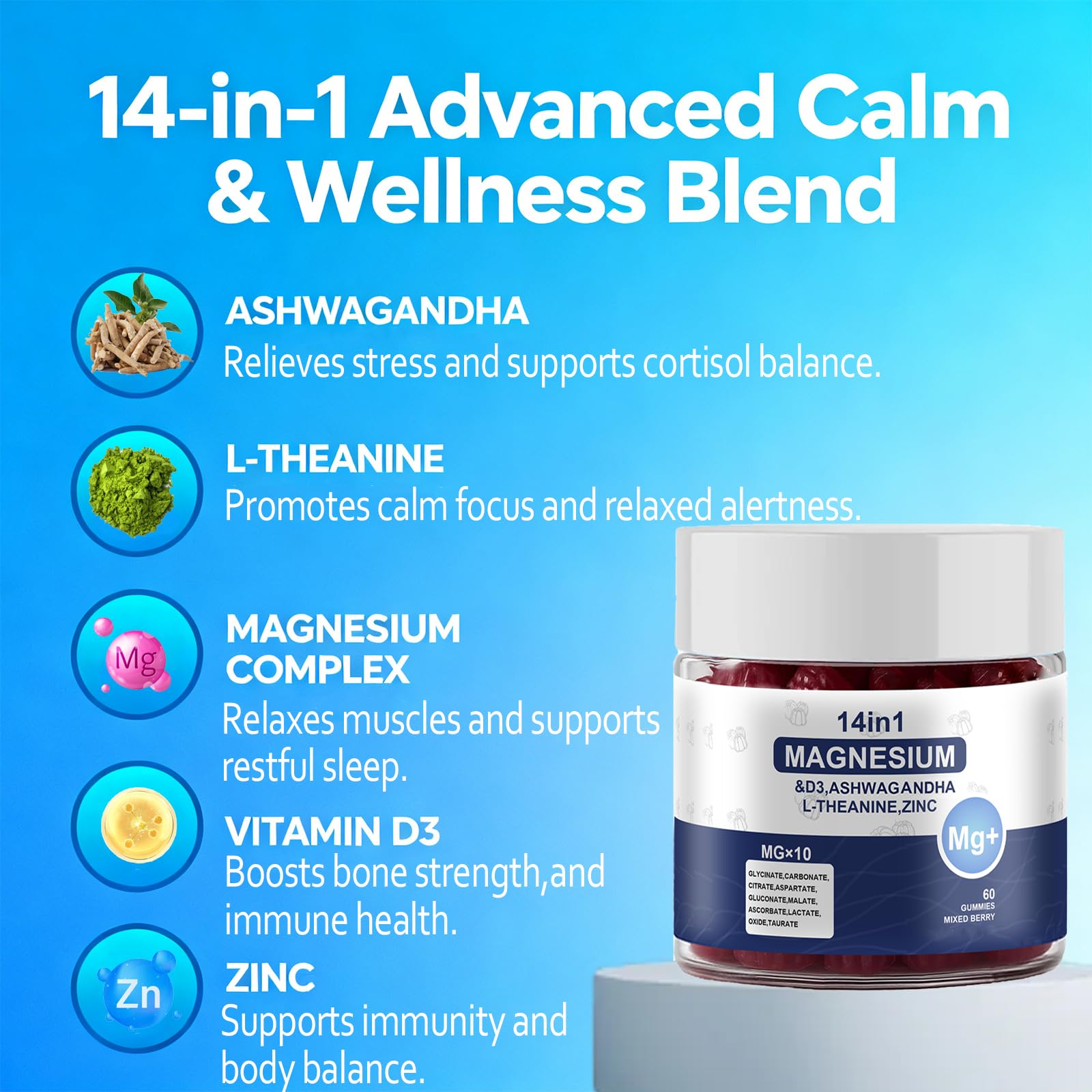 Daily serving two gummies shown as a simple wellness routine.