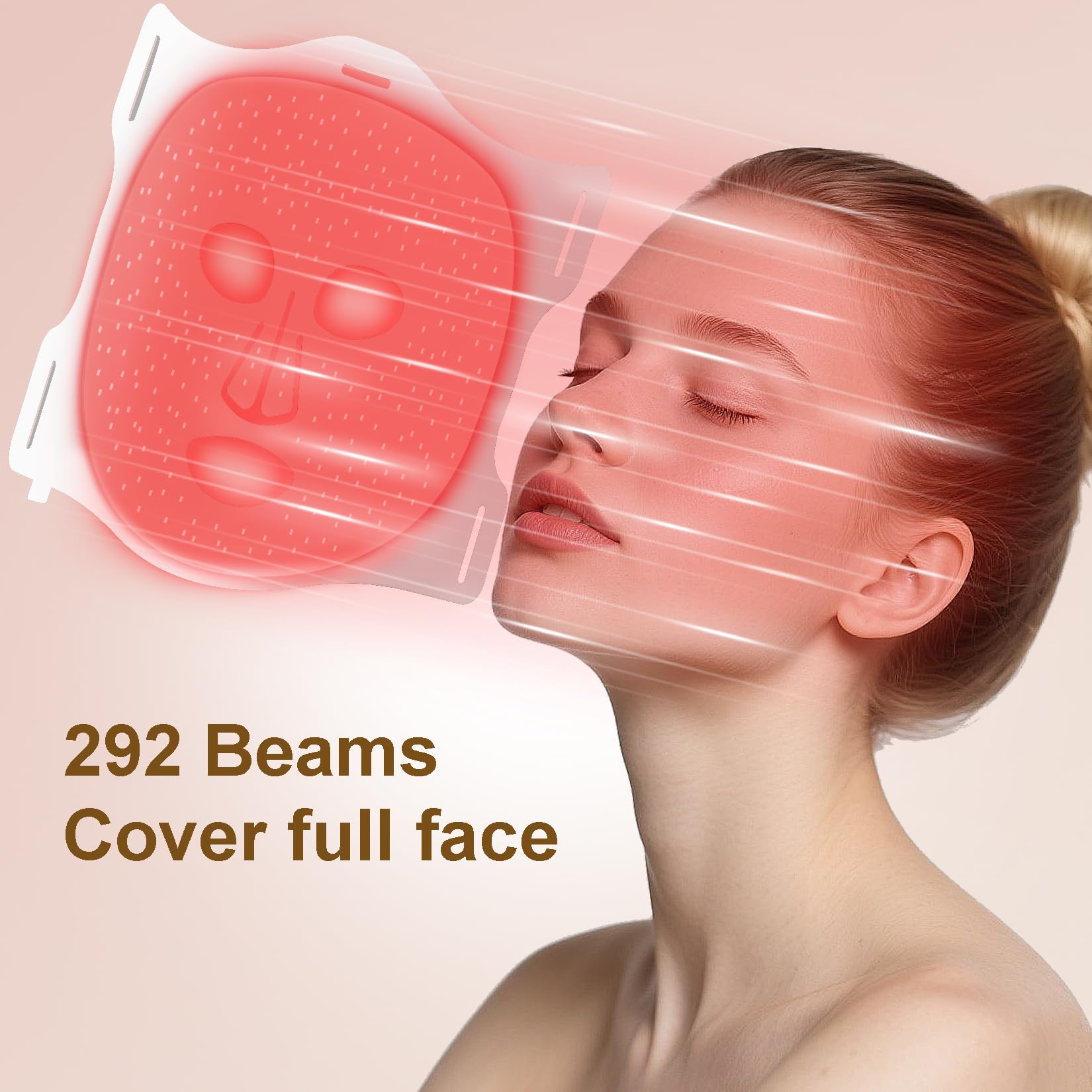 V YM by Clinmate red light mask close-up silicone texture for gentle wear.