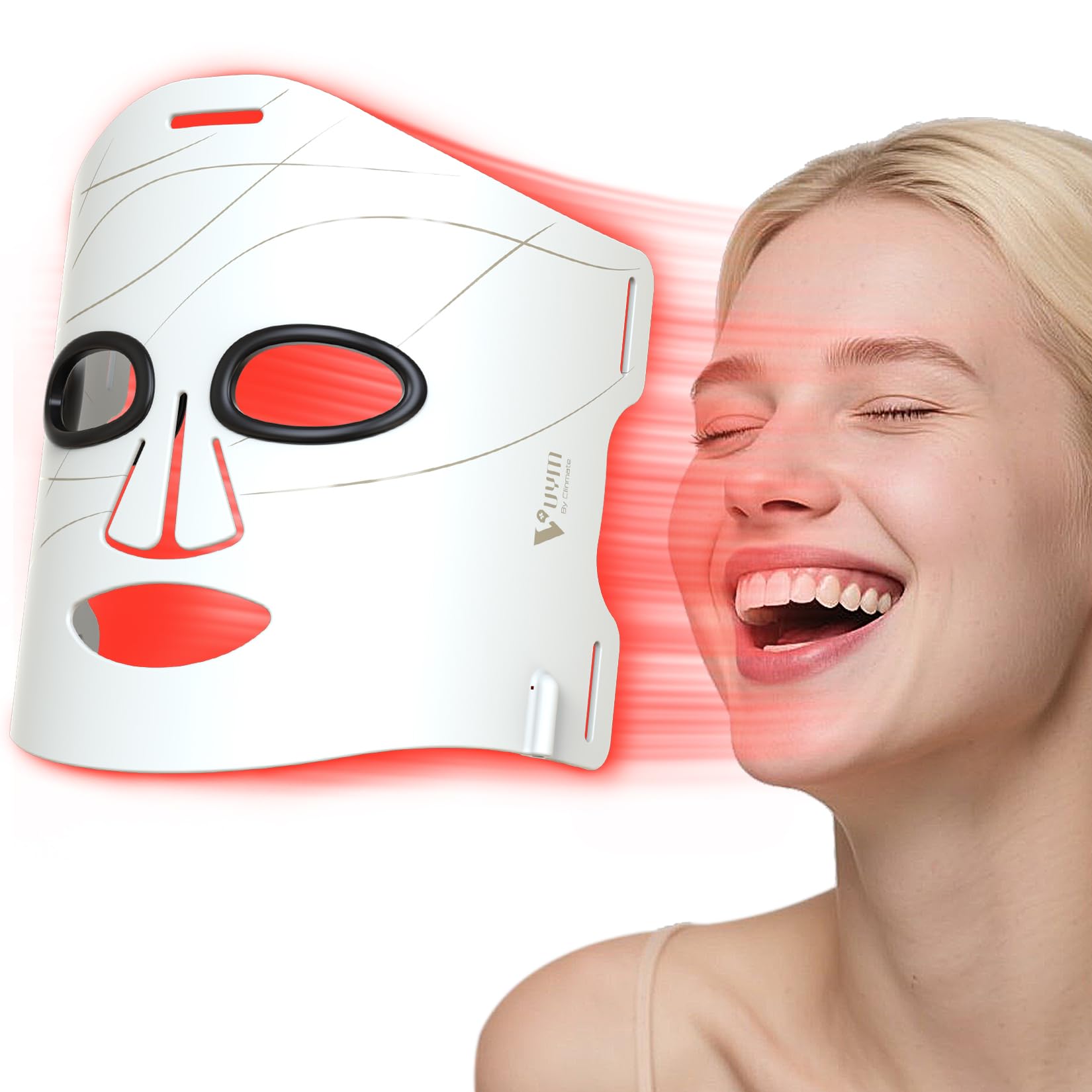 V YYM by Clinmate red light mask front view for at-home facial light therapy.