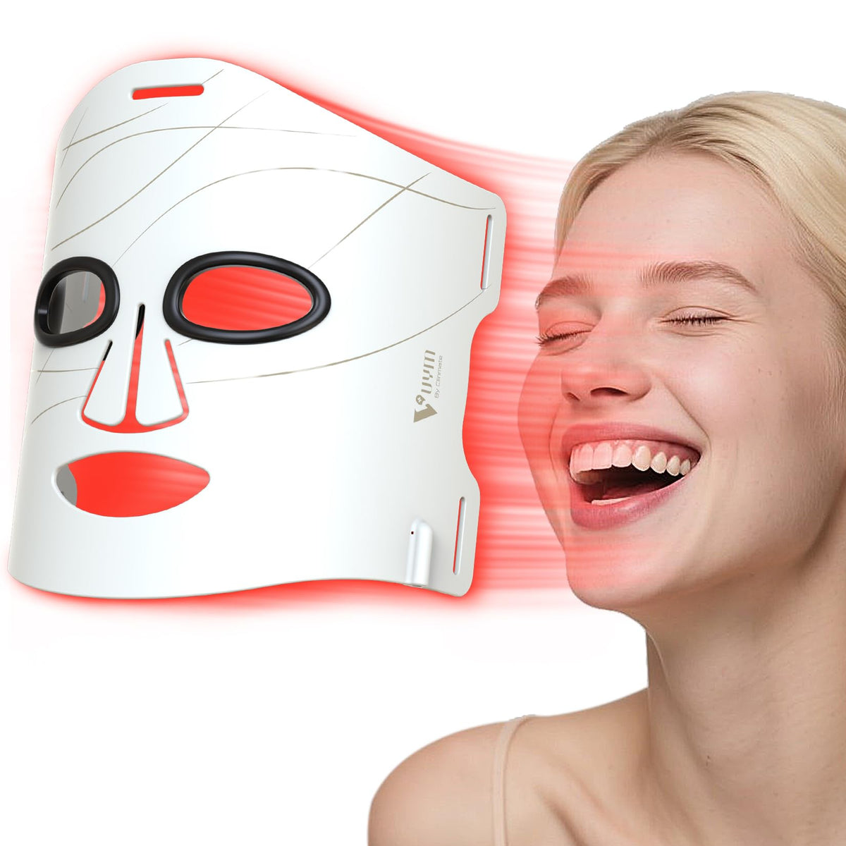 V YYM by Clinmate red light mask front view for at-home facial light therapy.
