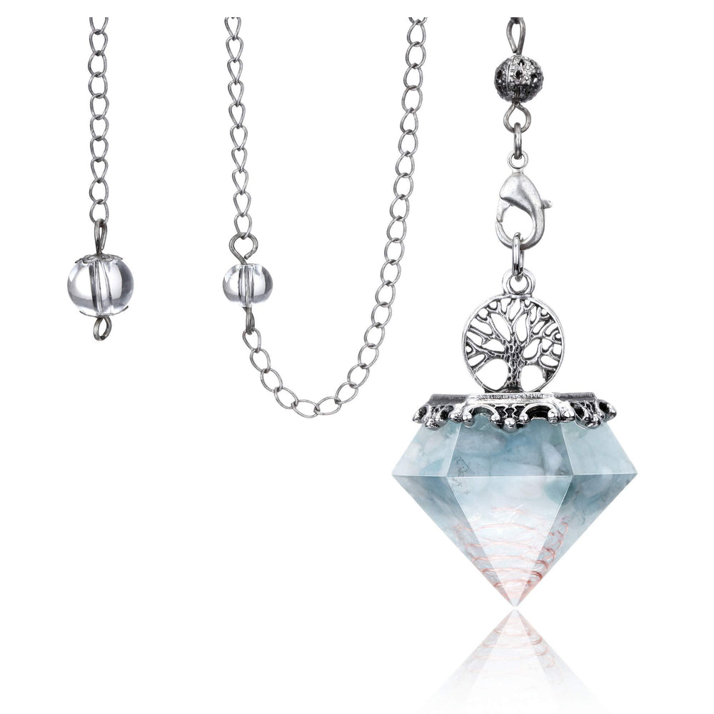 VadiForest Aquamarine crystal pendulum aids meditation and divination.