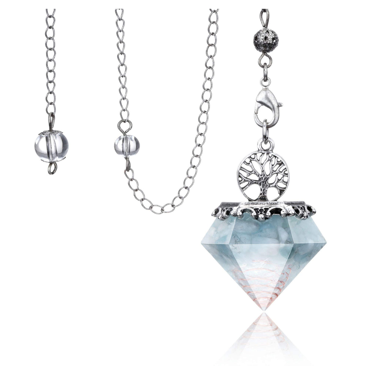 VadiForest Aquamarine crystal pendulum aids meditation and divination.
