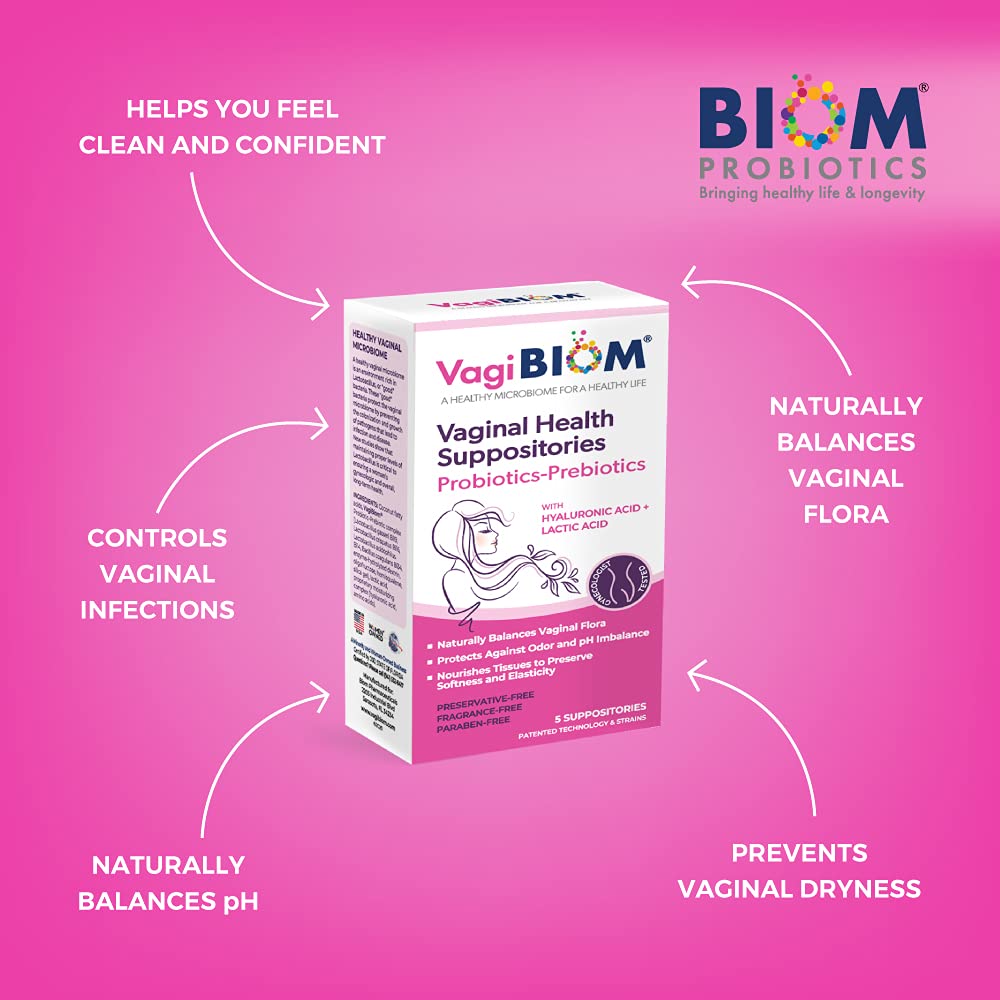VagiBiom hyaluronic acid formula provides moisture and soothing comfort.