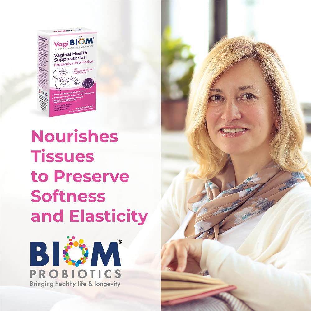 VagiBiom patented formula badge signals advanced probiotic blend.