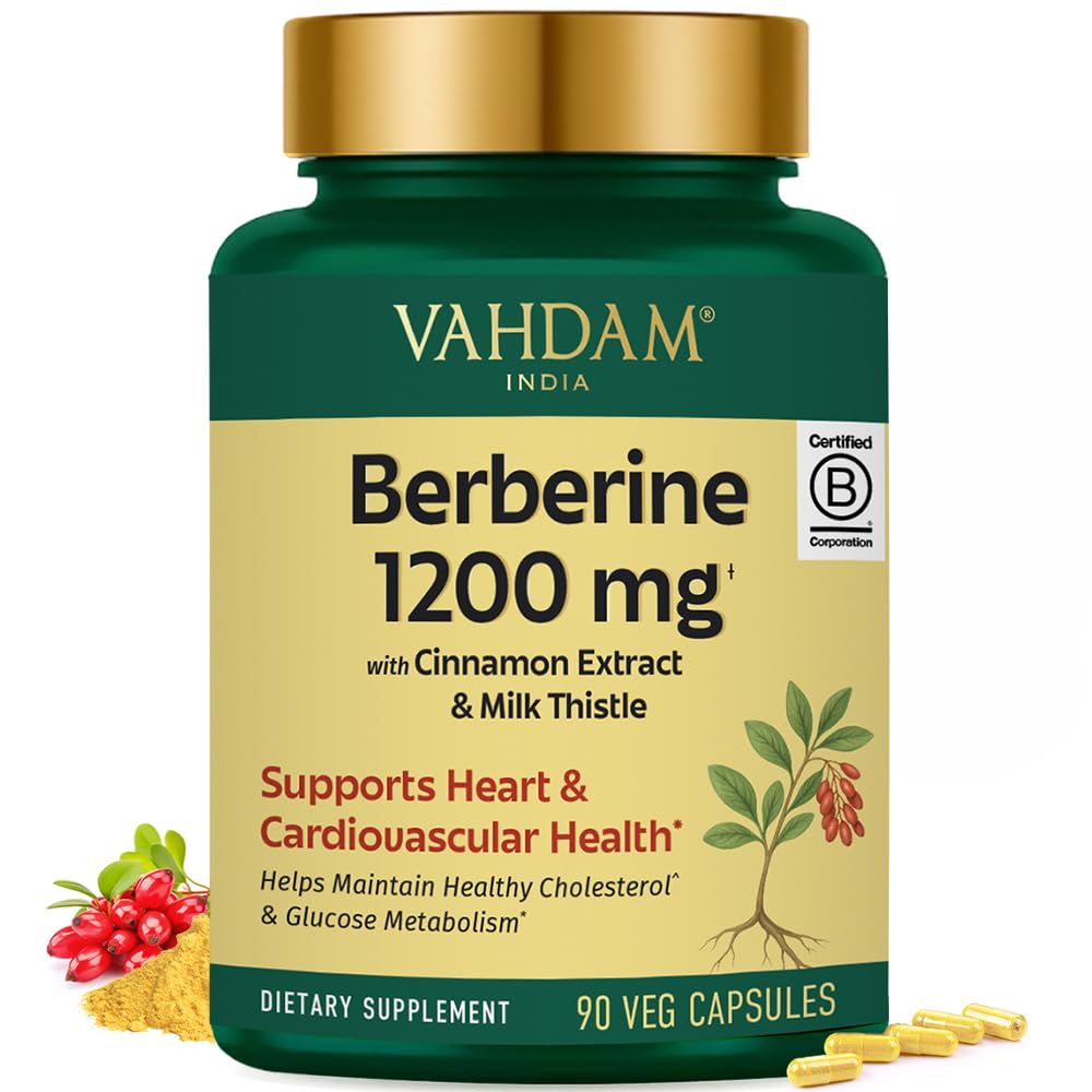 VAHDAM Berberine 1200mg bottle with vegan capsules for easy daily use