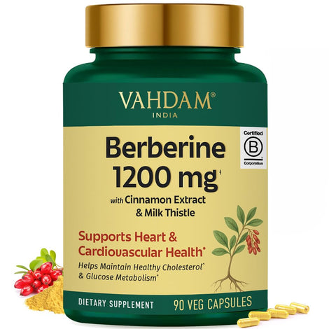 VAHDAM Berberine 1200mg bottle with vegan capsules for easy daily use
