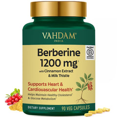 VAHDAM Berberine 1200mg bottle with vegan capsules for easy daily use