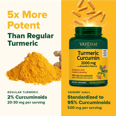 VAHDAM Curcumin and Boswellia label emphasizes joint comfort potential