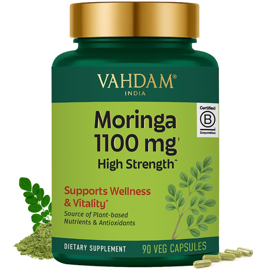 VAHDAM Moringa Capsules bottle for daily plant-based wellness.