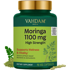 VAHDAM Moringa Capsules bottle for daily plant-based wellness.