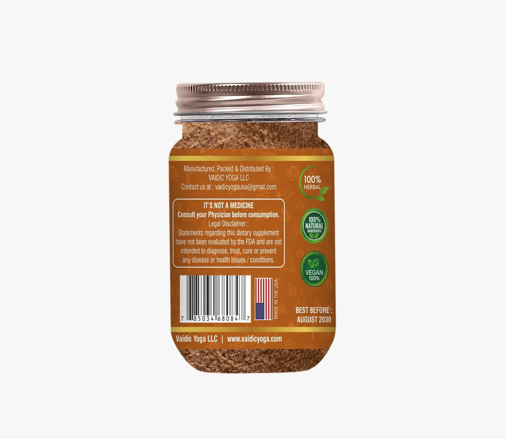 Pouring Vaidic Yoga Sugar Nashak powder for quick daily use.