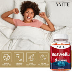 VAITE Boswellia Serrata Gummies ingredient label highlights vegan, gluten-free formulation.