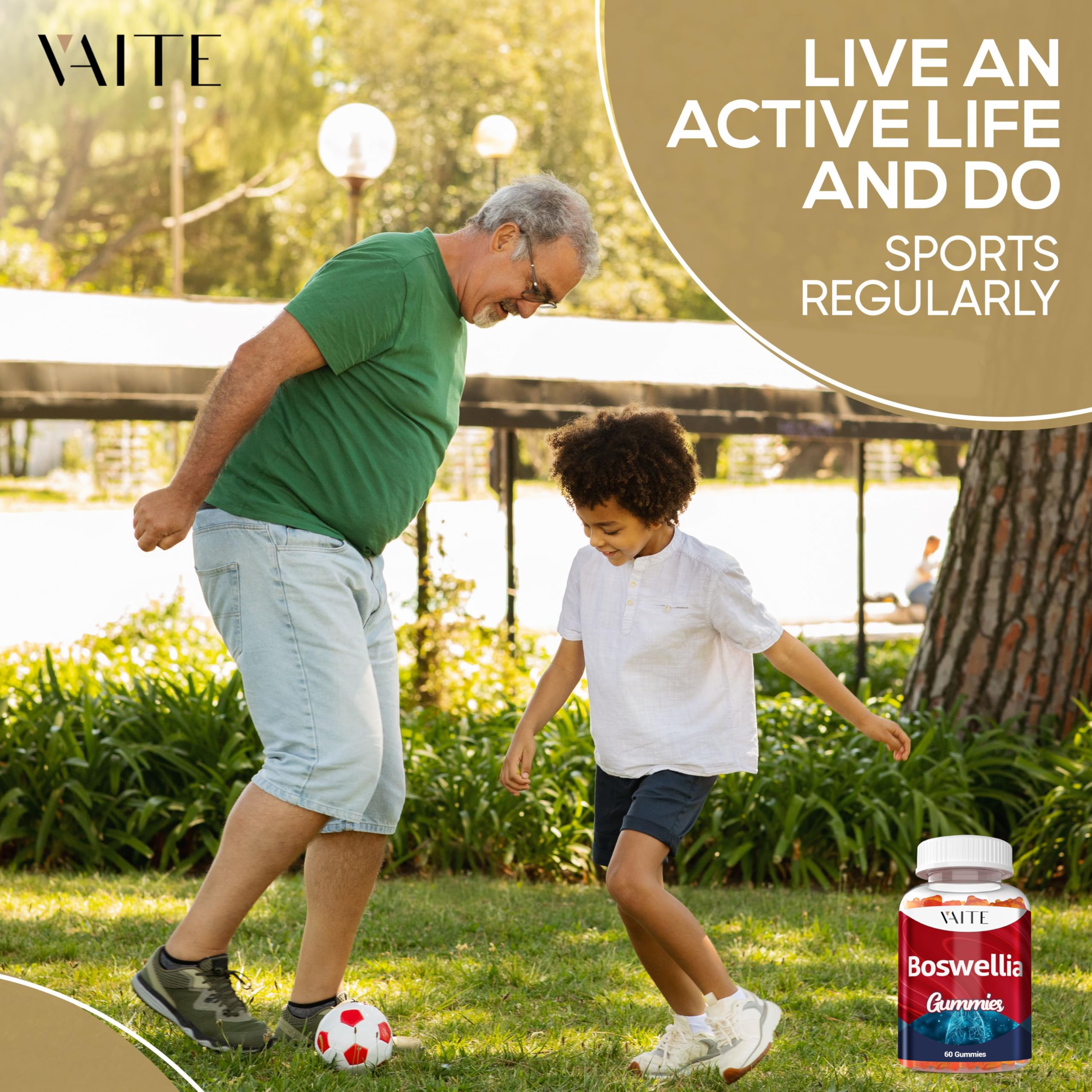 Sugar-free VAITE Boswellia Serrata Gummies packaging emphasizing clean nutrition.