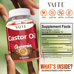 VAITE Castor Oil Gummies plant-based formula with Ricinus seed extract for gentle wellness