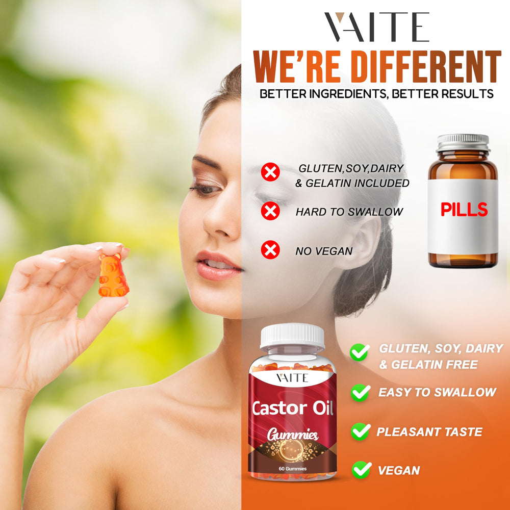 VAITE Castor Oil Gummies sixty-chewables for easy daily use