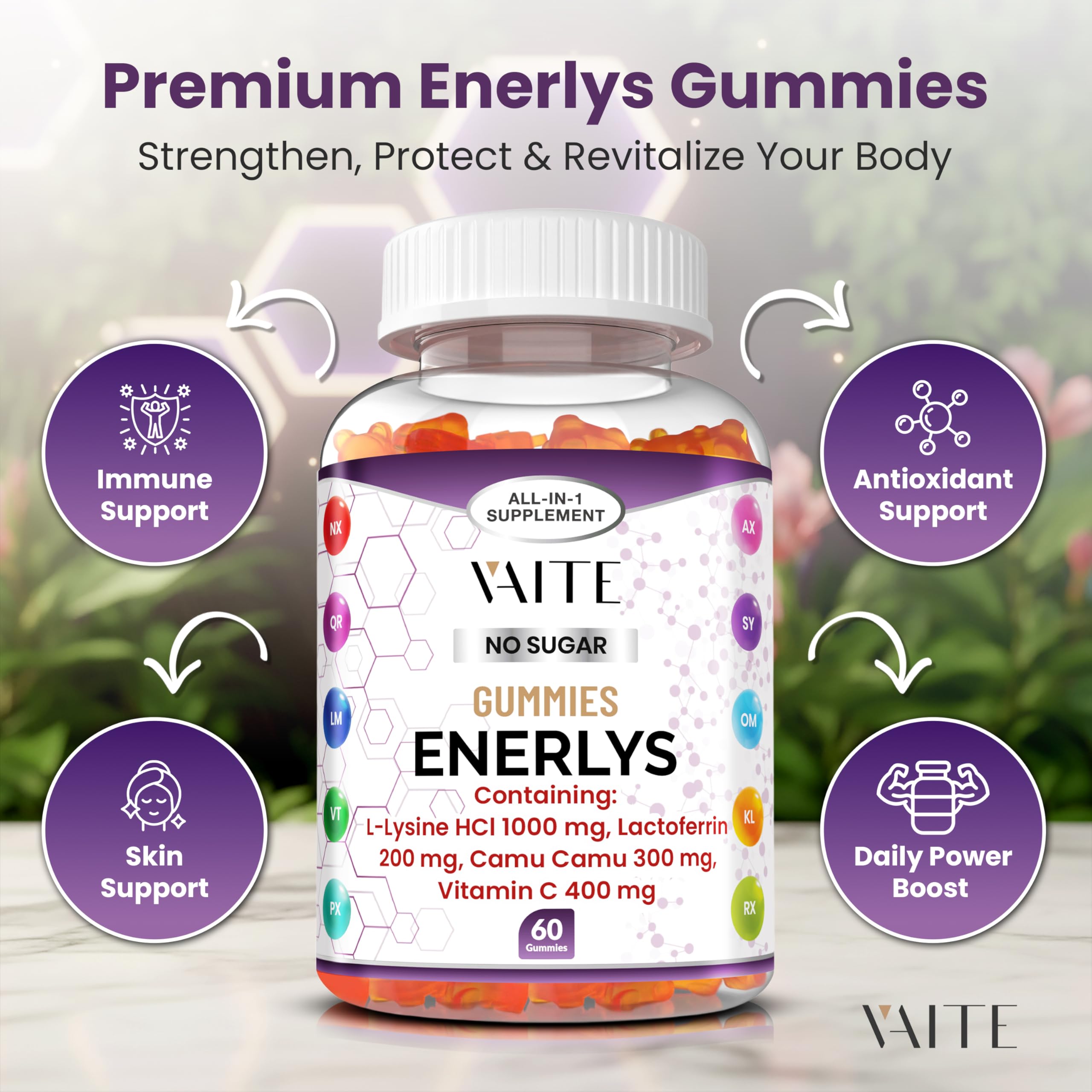 VAITE Enerlys Gummies Camu Camu: antioxidant-rich, plant-based daily use.