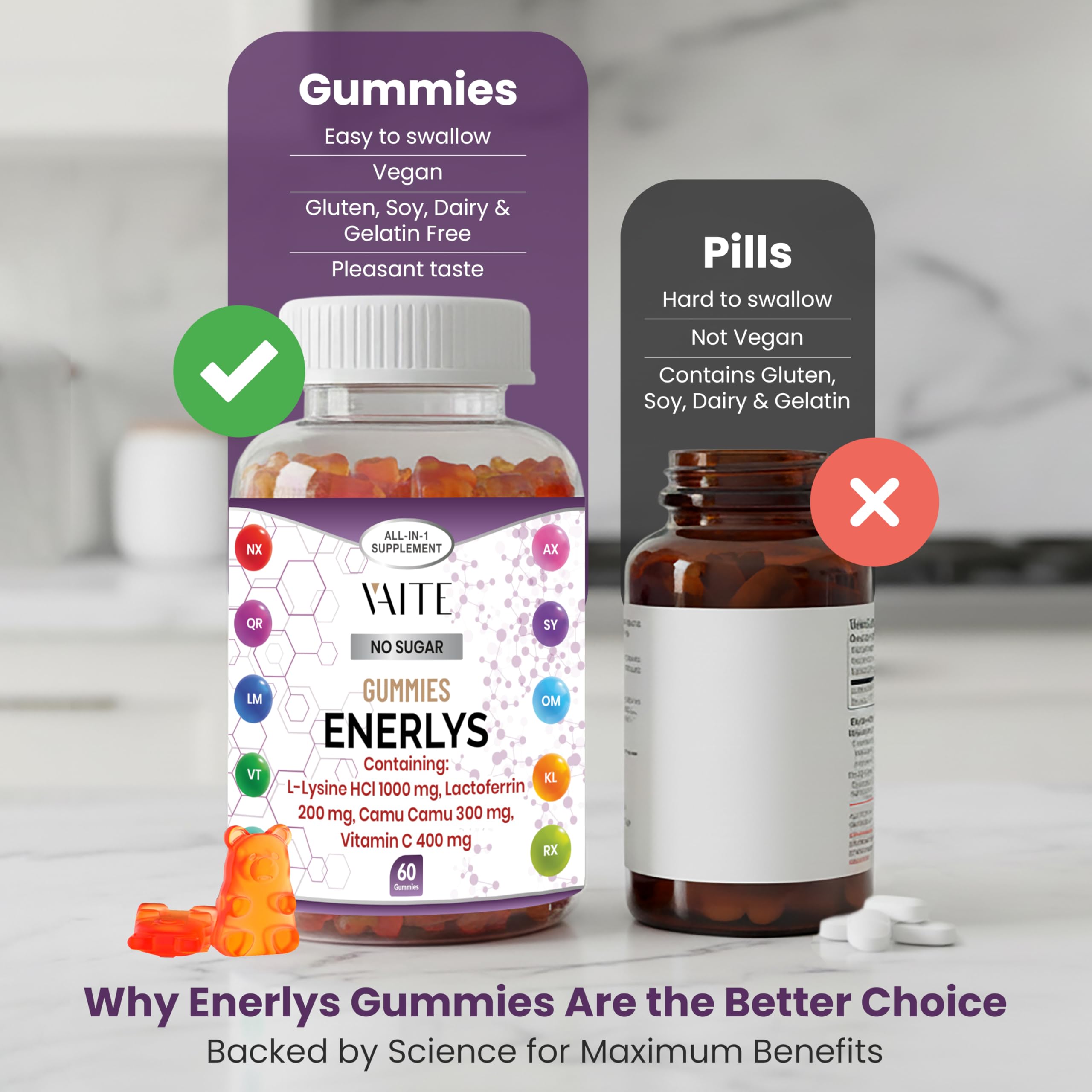 VAITE Enerlys Gummies vegan-friendly formula for plant-based daily wellness.