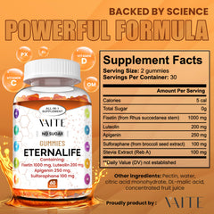 VAITE EternaLife gummies texture close-up showing soft chew and pleasant flavor