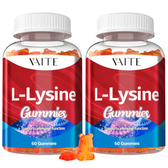 VAITE L-Lysine 1000mg Gummies bottle showing vegan formula for immune health