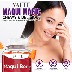 VAITE Maqui Berry Gummies serving shown for easy daily intake.