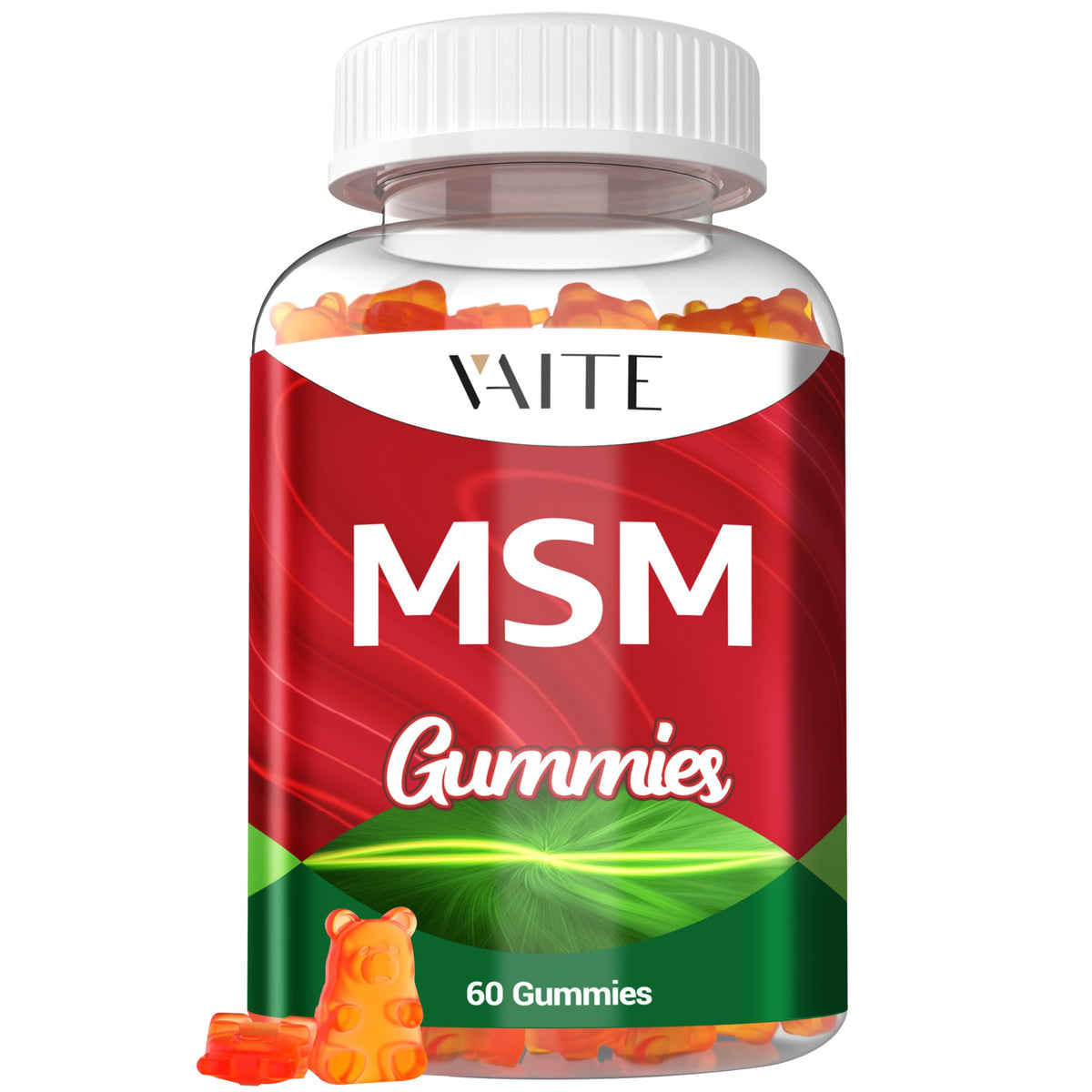 VAITE MSM supplements bottle front showing convenient gummy format for joint support