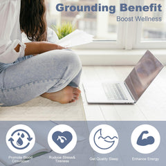 VAJOOCLL cream grounding mat beside bed for nighttime comfort.