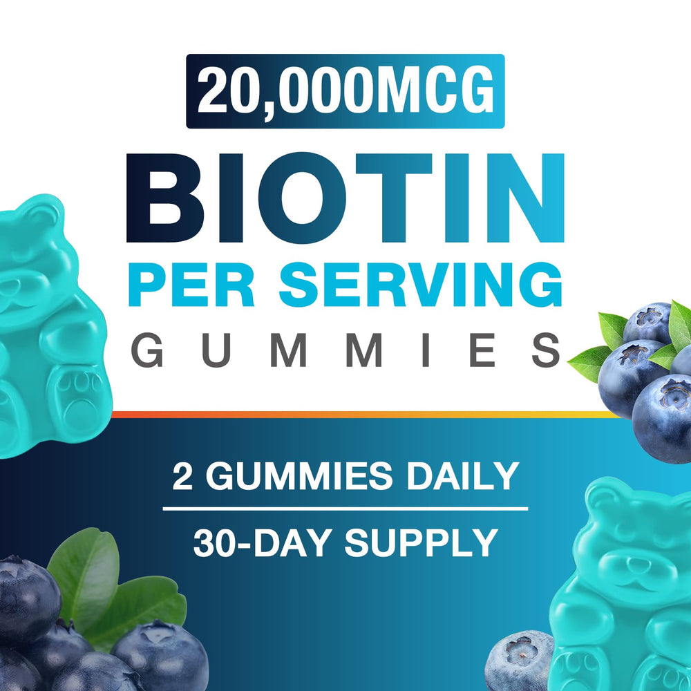 Blueberry-flavored VAJYKEWJY Biotin Gummies ready to chew
