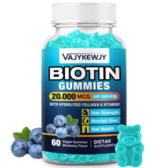 VAJYKEWJY Biotin Gummies bottle pour supports daily hair and nail care
