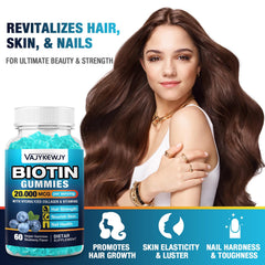 VAJYKEWJY Biotin Gummies serving graphic for 60-count bottles