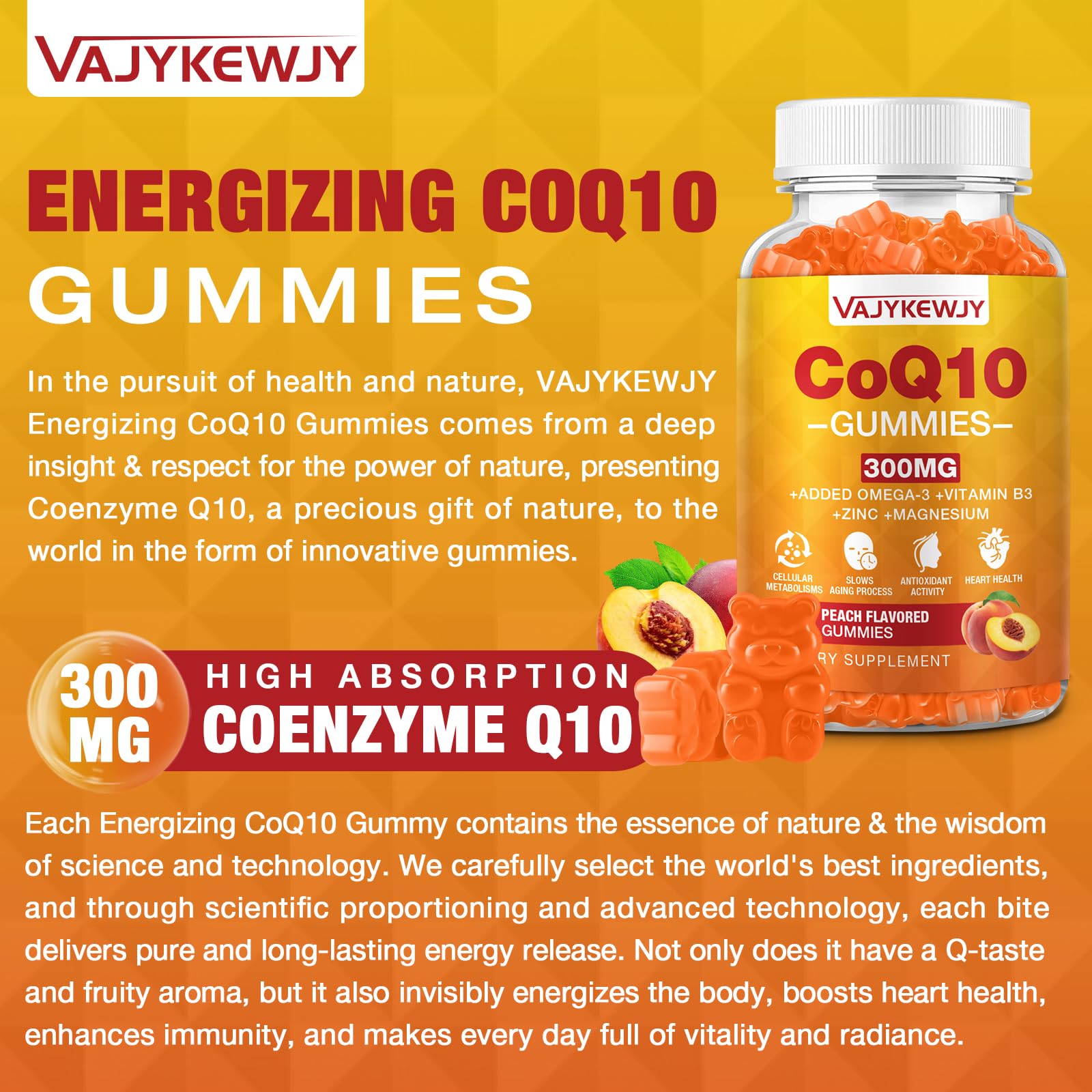 VAJYKEWJY CoQ10 gummies in a daily routine setup.