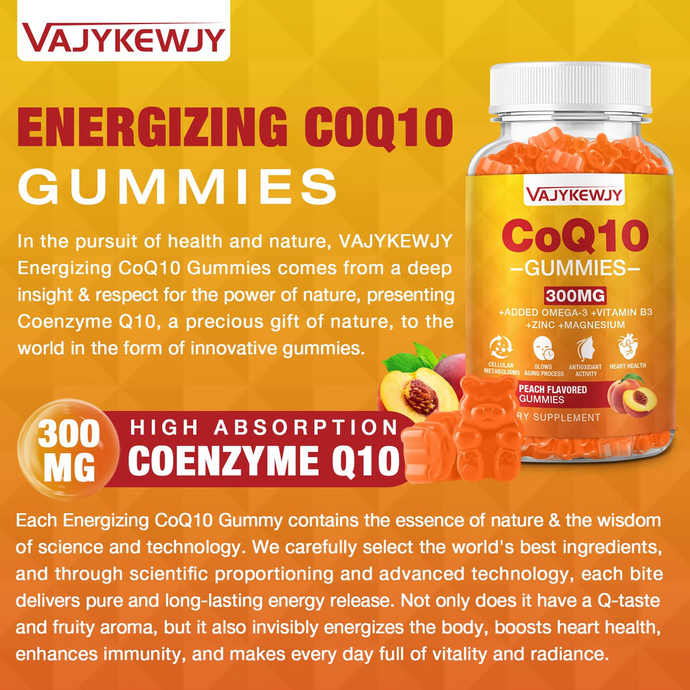 VAJYKEWJY CoQ10 gummies in a daily routine setup.