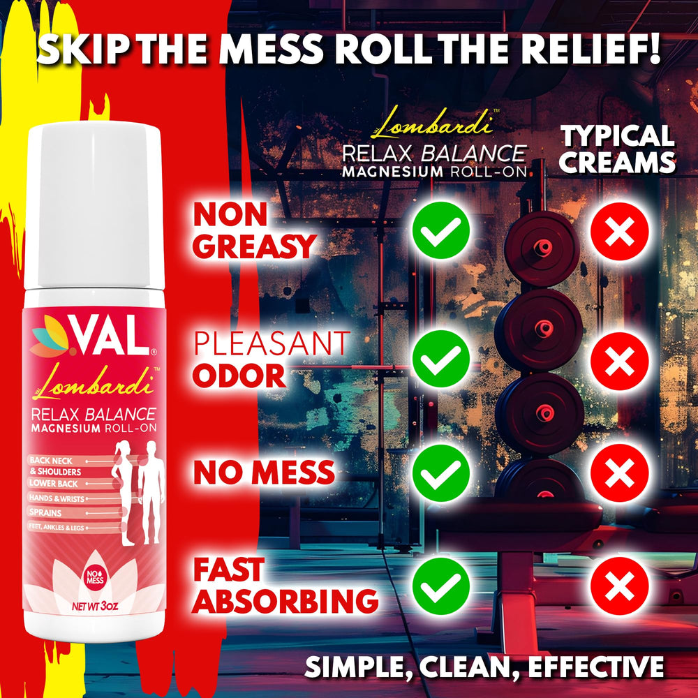 VAL Lombardi Magnesium Roll-On compact size ideal for daily use.