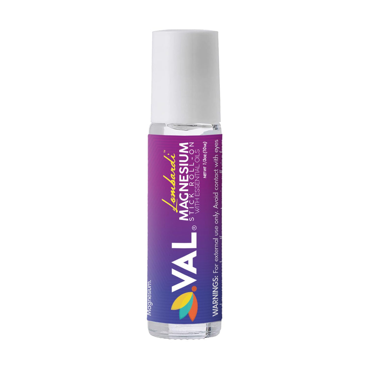 VAL Lombardi magnesium stick roll-on front view for quick head relief on the go