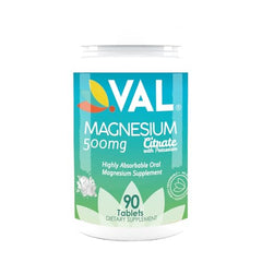 VAL Magnesium Citrate bottle side highlighting support for heart and energy