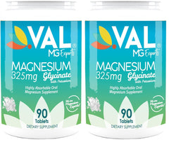 VAL Magnesium Glycinate tablet in bottle for easy daily use and potential stress support.