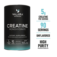 Valara creatine powder scoop included for precise 5 g servings.